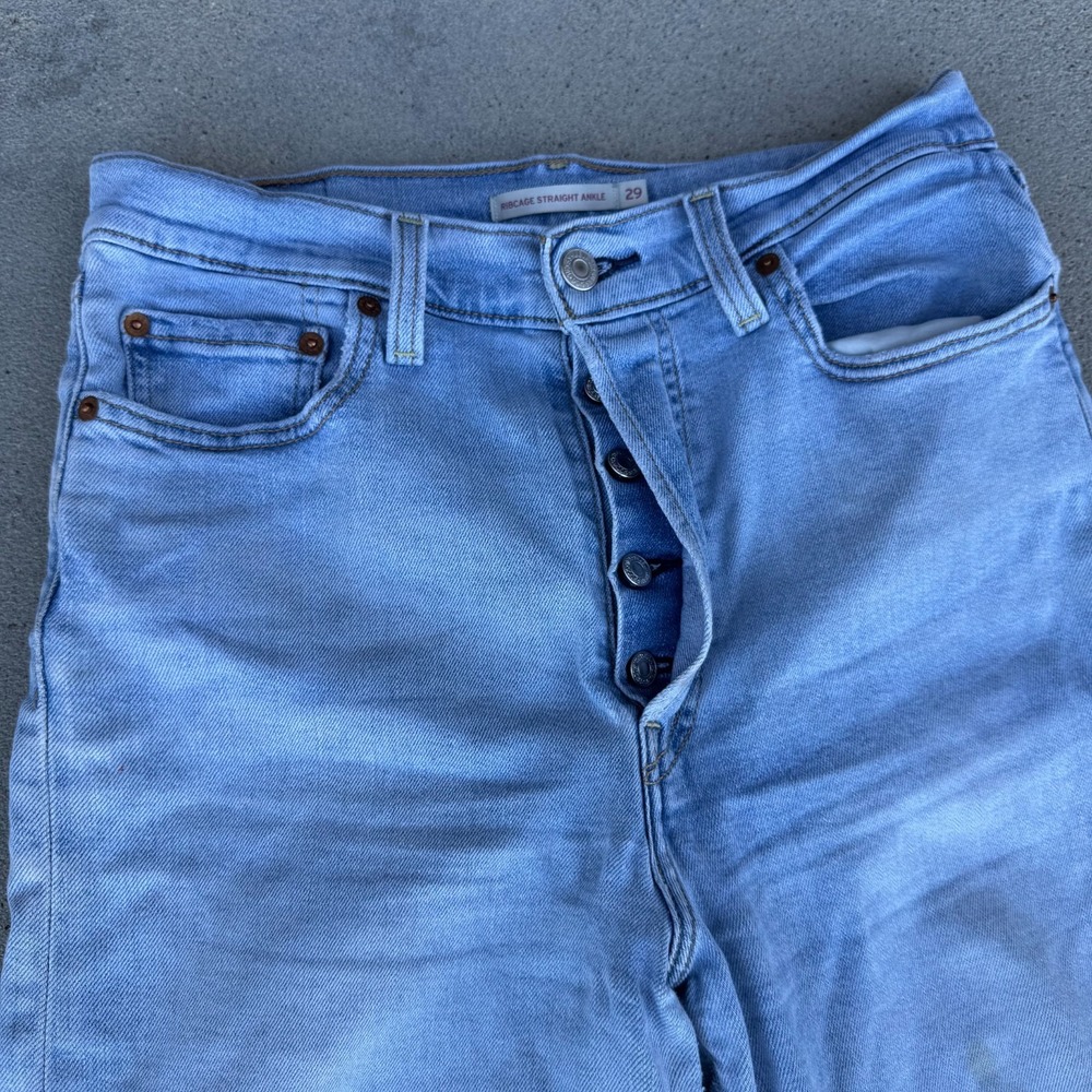 Levi's Ribcage Straight Ankle Jeans Women 29x27 Blue Denim Pants - Picture 4 of 12